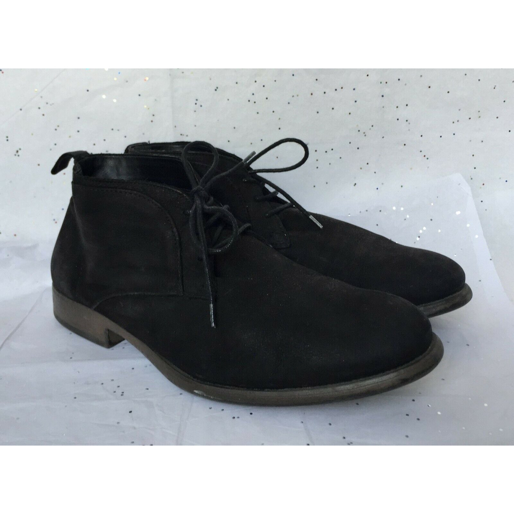 Zara Man Black Leather Chukka Lace up Boot - Size 43  US 9.5 10 Quality Made